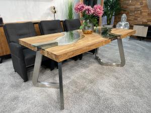 Moderner Esszimmertisch "Landscape Freestyle", ca. 180 x 90 x 79 cm aus recyceltem Teakholz