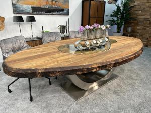 Ovaler Esstisch "Sky Island" 280 x 139 x 76  cm mit Glaseinlage