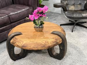 Runder Couchtisch "Clash"  aus recyceltem Teakholz ca. Ø 80 x 40 cm