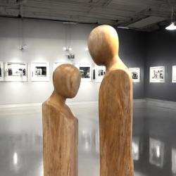 Große Holzdeko "Couple", Höhe 205 & 195 cm, aus Baumstämmen geschnitzt