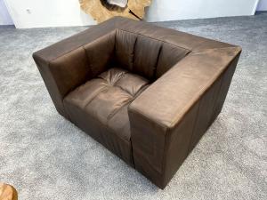 Sessel Madrid aus dunkelbraunem Echtleder