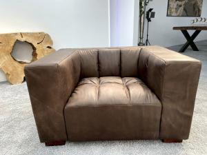 Sessel Madrid aus dunkelbraunem Echtleder