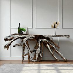 Sideboard aus einer Baumwurzel mit Aluminium