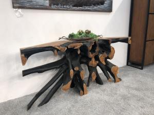 Sideboard aus einer Teak Baumwurzel schwarz lackiert 180 x 80 x 45 cm