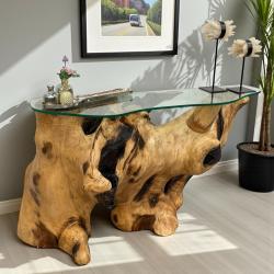 Sideboard aus Suarholz mit Glasplatte, 142x83x44 cm