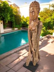 Dekoration Aufsteller "Geschnitzte Figur" aus einem Teak Baumstamm ca. H195 x B40 x T55 cm