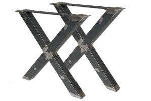 Tischbeine / Tischgestell aus Rohstahl vintage Kreuzform (1 Set = 2 Stück á 70 x 70 cm)