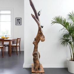 Weinhalter Baumstamm mit Metall Applikationen