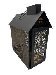 Windlicht Kerzenhalter aus schwarz lackiertem Stahl "L" ca. B15,5 x T28,5 x H32,5 cm ähnl. Abbildung