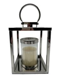 Windlicht Kerzenhalter aus verchromtem Edelstahl "S" ca. B18 x T18 x H35 cm ähnl. Abbildung