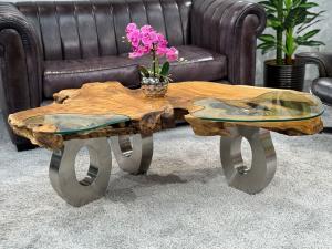 Wohnzimmertisch aus Holz Lakeside Baumscheibentisch