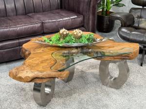 Wohnzimmertisch aus Holz Lakeside Baumscheibentisch