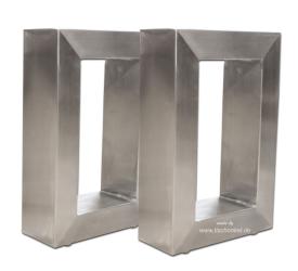 Tischbeine / Untergestell für Couchtische aus Edelstahl gebürstet 20 x 30 cm (1 Set = 2 Stück) TB102-20x30-EDELST-2X