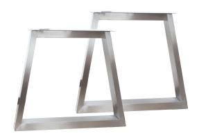 Tischbeine / Tischgestell aus Edelstahl gebürstet in Trapezform (1 Set = 2 Stück á 60-80 cm x 70 cm)