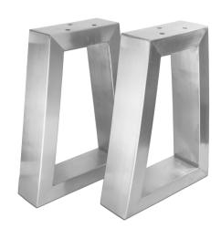 Tischbeine / Untergestell für Couchtische und Sitzbänke aus Edelstahl gebürstet 20-30 x H:40 cm (1 Set = 2 Stück) Trapez Lagerware