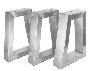Tischbeine / Untergestell für Couchtische und Sitzbänke aus Edelstahl gebürstet 20-30 x H:40 cm (1 Set = 3 Stück) Trapez Lagerware