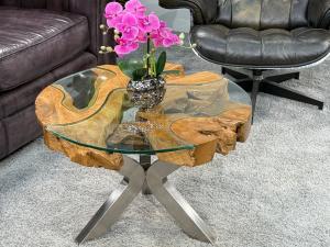 Wohnzimmertisch rund (Durchm. 69 cm / Höhe 46,5 cm) "Sunrise", mit 7,5 cm massiver Tischplatte
