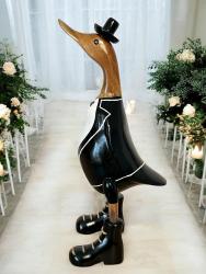 Ente aus Holz Bräutigam Hochzeitsdekoration Tischdeko Hochzeit