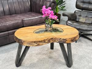 Design Sofatisch Loftstyle Altholz Rohstahl