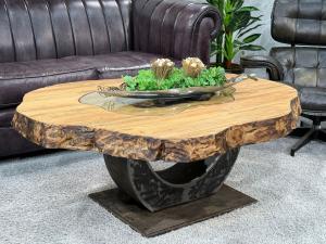 Organisch ovaler Couchtisch "Fusion", ca. 130 x 83-95 x 50 cm