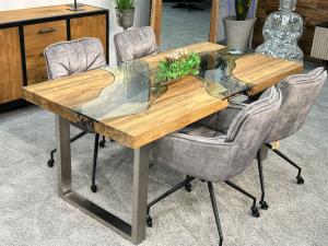 Moderner Esszimmertisch "Landscape", ca. 180 x 90 x 79 cm aus recyceltem Teakholz