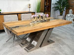Esstisch / Massivholztisch "Deep Island Anchor Leg" ca. 200 x 100 x 76 cm aus recyceltem Altholz