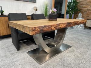 Esstisch aus Massivholz mit Edelstahlfuss 160cm