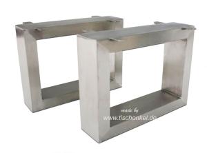 Tischbeine / Untergestell für Couchtische aus Edelstahl gebürstet 30 x 40 cm (1 Set = 2 Stück) TB102-30x40-EDELST-2X