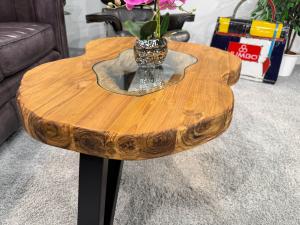 Sonderangebot Ovaler Wohnzimmertisch "Atoll" (ca. 90 x 54-70 x 48 cm) aus Vollholz Ovaler Wohnzimmertisch aus Vollholz