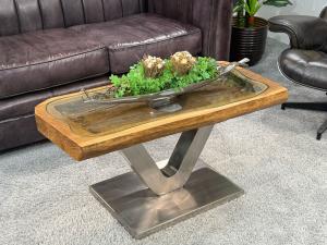 Antiker Couchtisch "Lesung", ca. 94 x 45 x 48,5 cm, aus einem Reismörser
