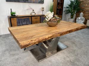 Esstisch / Massivholztisch "Deep Island Tree Leg" ca. 200 x 100-1002 x 77,5 cm aus recyceltem Altholz