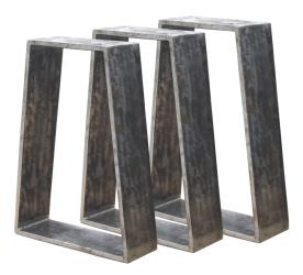 Tischbeine / Tischgestell für Couchtische aus Rohstahl klar lackiert Trapez 20-30 x 40 cm (1 Set = 3 Stück) Lagerware
