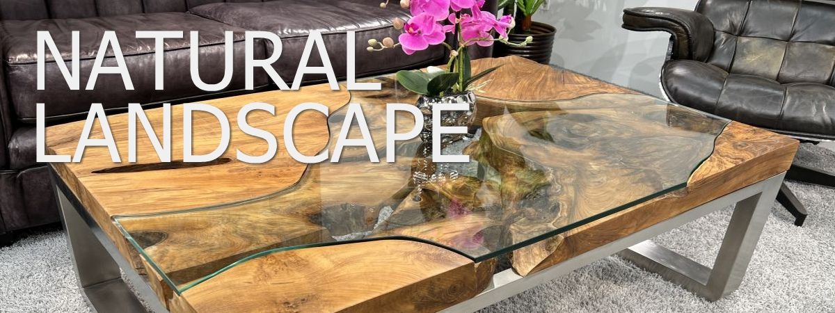 Ausgefallener Couchtisch „Natural Landscape“ – Unikat aus antikem Teakholz